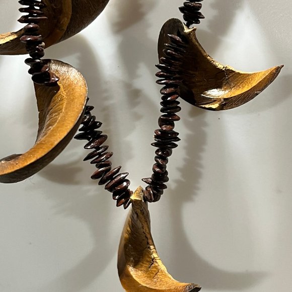 Vintage Handmade Apple Seed Necklace with Acacia Koa Seed Hawaiian Lei Botanical - Picture 4 of 10